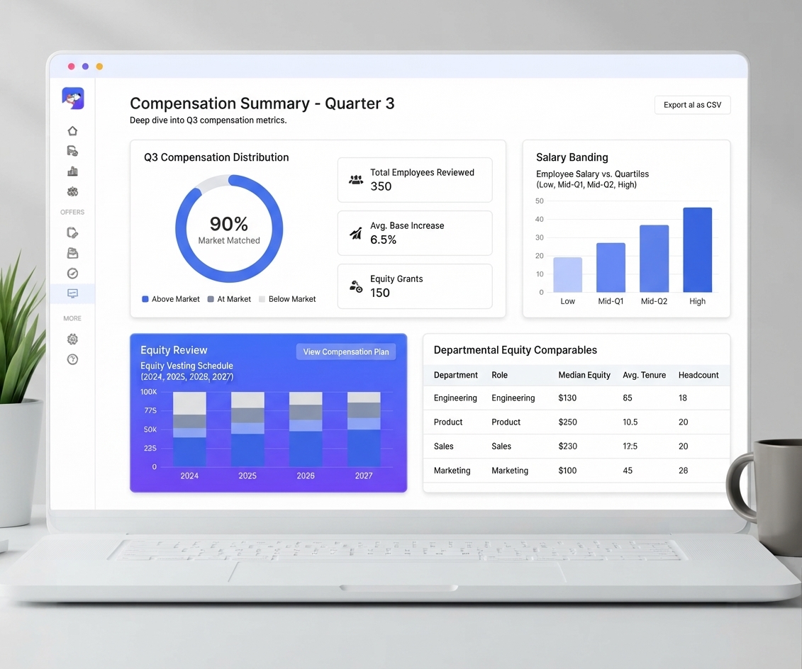 Innovation Solution provider LLC compensation dashboard displayed on a laptop