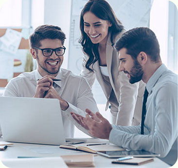 Team members collaborating at a table